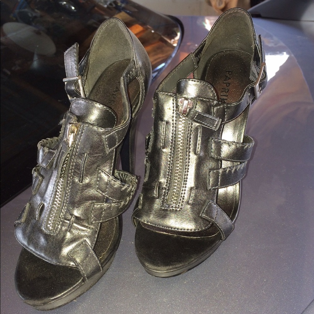 Zip up strappy heels